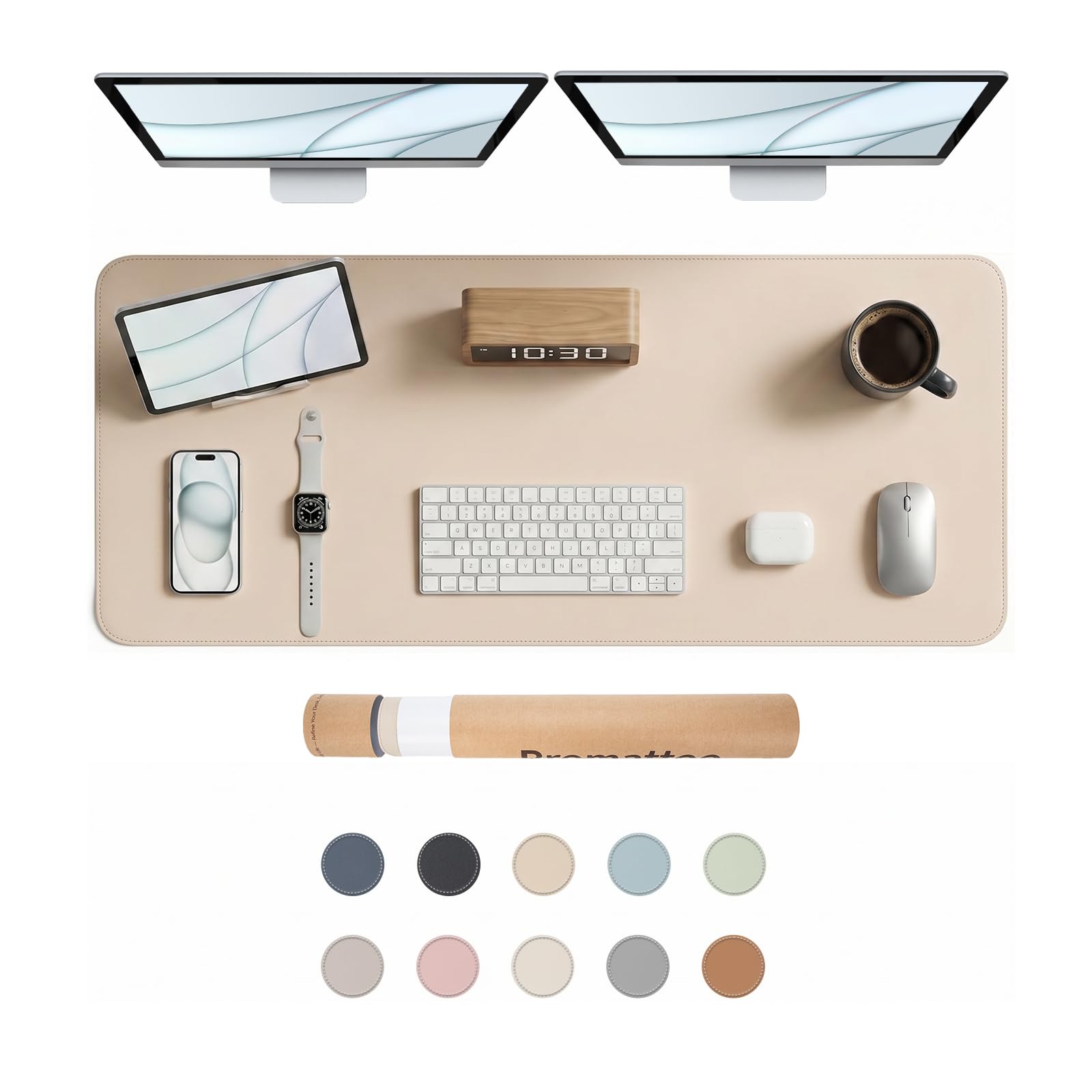 PROMATTOO Large Non-Slip Desk Mat, Waterproof Vegan Leather Desk Pad & Mouse Mat, Extended Desk Protector for Laptop, Office & Home, Smooth Writing Surface with Premium Tube Packaging (120 x 45 cm) — image 1