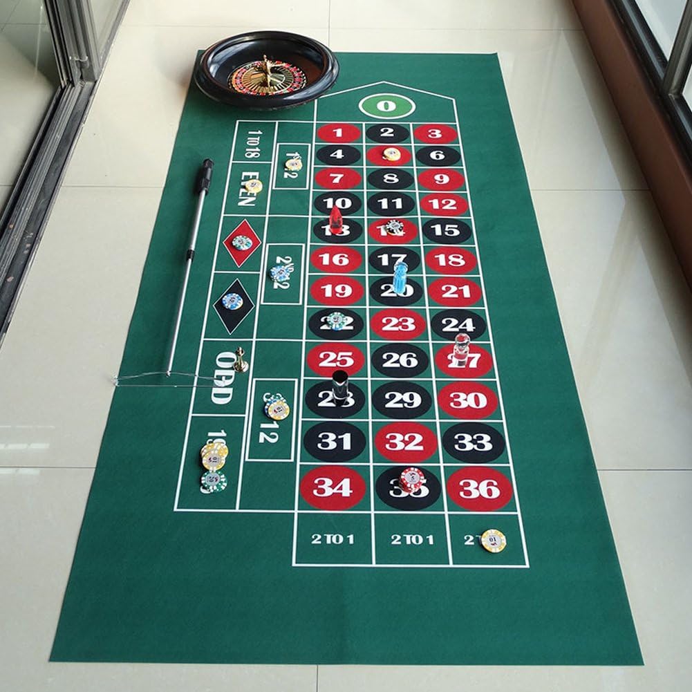 Tapis De Table De Roulette Portable 180x90cm, Tapis De Craps, Kit De Jeu Familial, Tapis De Casino pour Jeux De Roulette.
