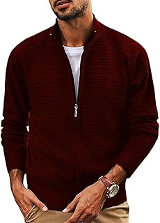 tysort Men's Woolen Full Sleeve High Neck Full Zipper Sweater for Men, Waffle Knitted Cardigan for Men-picture-16