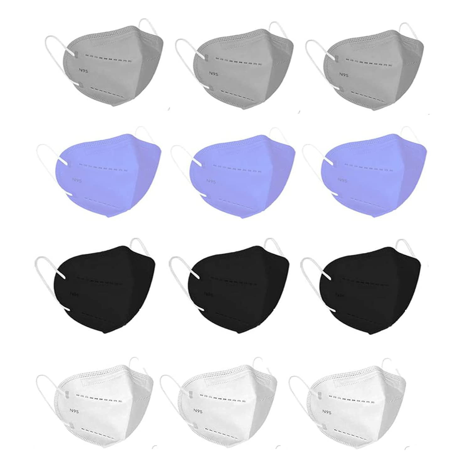 Asia Pacific Marketing & Events Pvt. Ltd. CE, ROHS, NIOS, ISO, FDA & WHO-GMP, Polypropylene Non Woven Unisex N95 Anti-Pollution Dust Face Mask Without Valve (Pack of 12) , Multicolour (B08L812SL6) Amazon Price History, Amazon Price Tracker