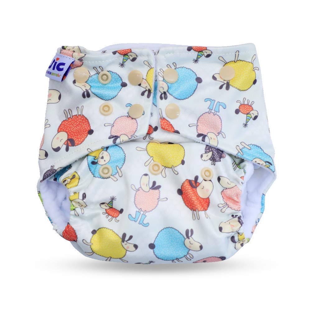 Superbottoms Basic Leakage-proof advanced cloth diapers for babies, High Absorbent 100% cotton 3 reusable diaper and 3 insert pad Combo Pack washable cloth diaper 3M -3Years Adjustable, Reduces Rash 1