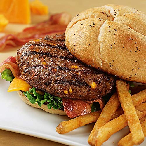 Premium Cheddar Bacon Beef Steak Burgers, 8 count, 4.5 oz each. Restaurant-quality, corn-fed beef steak burgers with cooking instructions from Kansas City Steak Company. Grill indoors or outdoors.