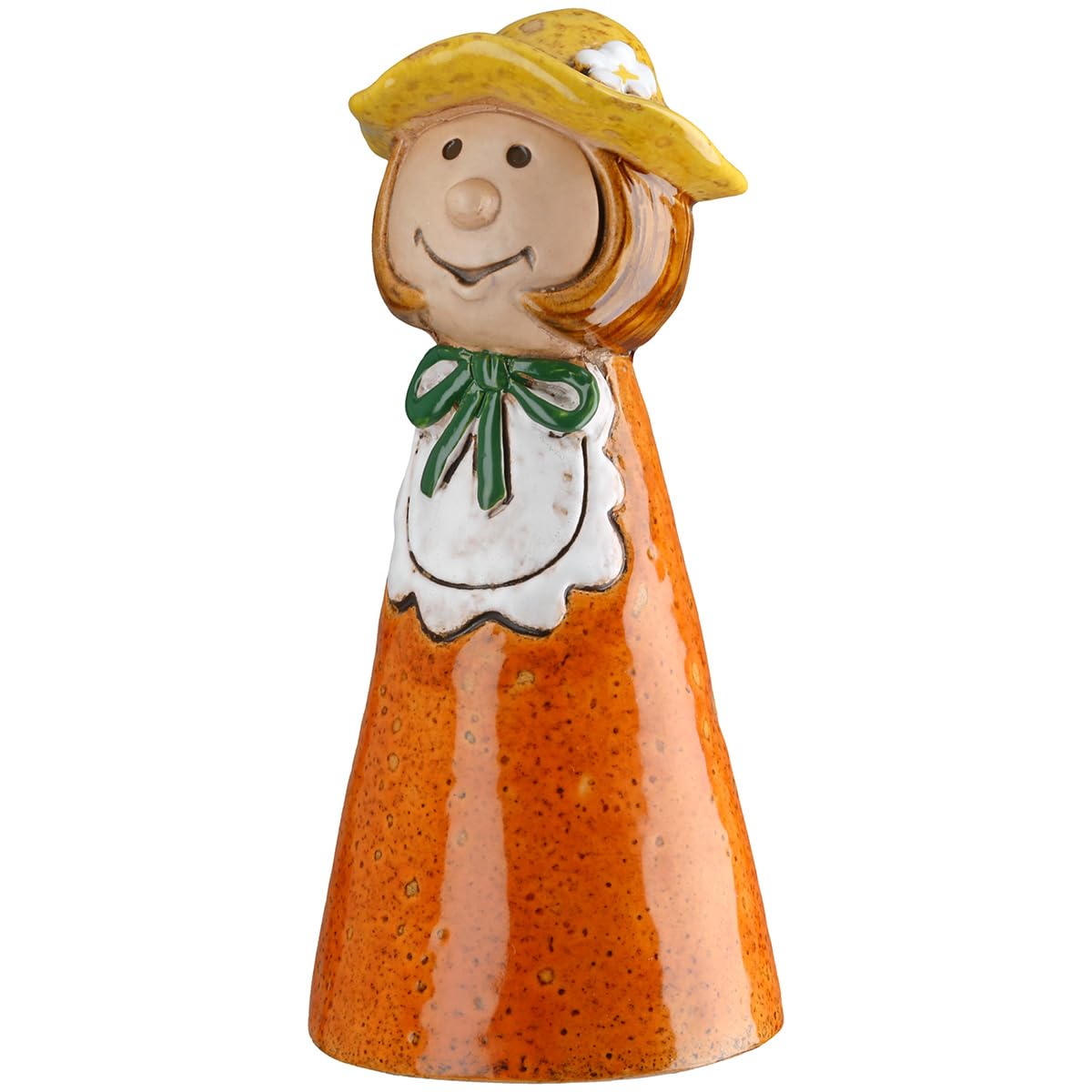 MF Zaunfigur Gartenpaar Leni und Paul, Keramik, Grün und Orange, 20 cm Höhe, Glänzende Oberfläche, 2er Set Gartendekoration