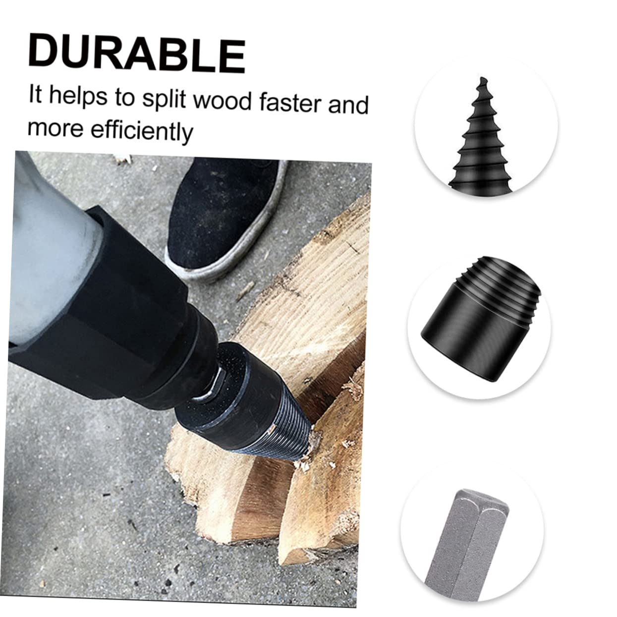 BESPORTBLE Broca para Leña de Acero Negro, Fácil de Perforar y Versátil, Reduce Errores y Evita Deslizamientos para Partir Troncos de Madera