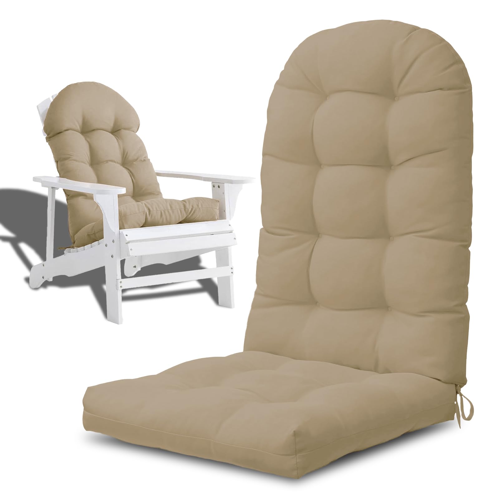 Adirondack Chair Cushion,High Back Rocking Chair Cushion,Thickened Patio Chair Pad for Indoor and Outdoor, Water Proof and Fade-Resistant (Khaki)
