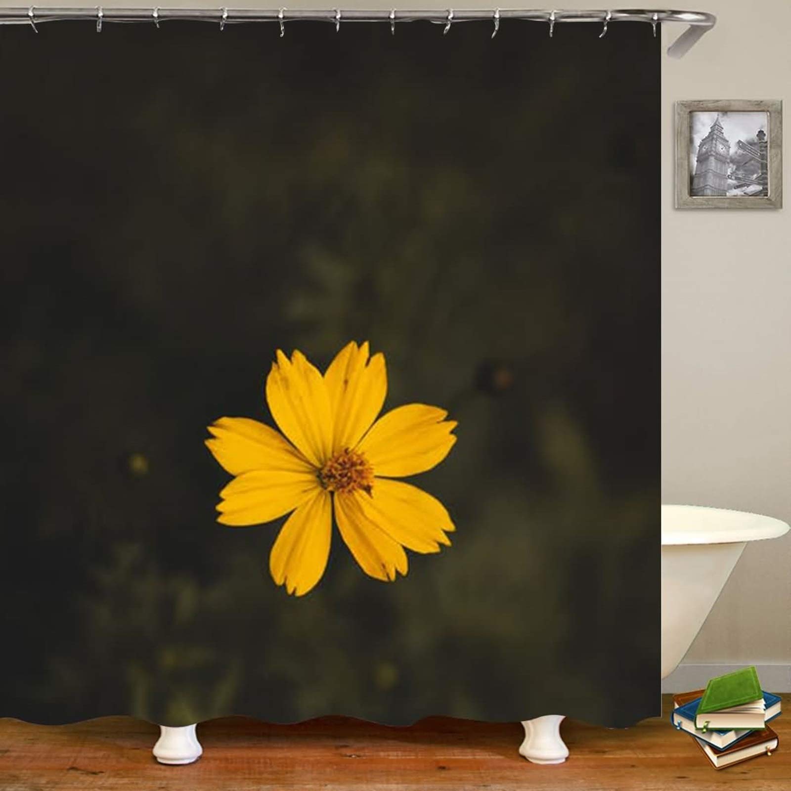 Rideau salle de bain fleur jaune KnSam pour une ambiance zen et lumineuse