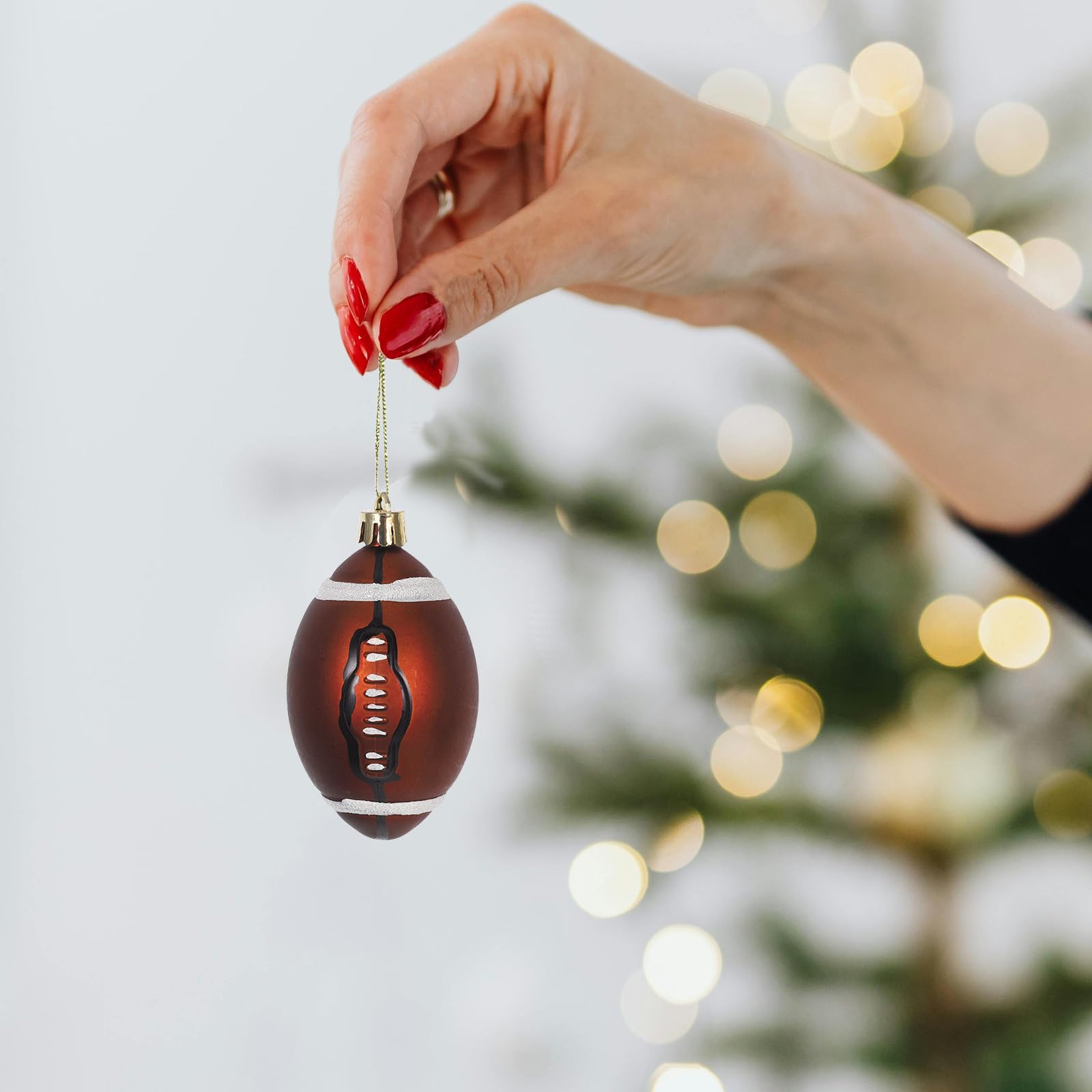 PACKOVE Rugby 6cm Große 6 Stück aus Bruchsicherem Kunststoff Weihnachtskugeln Christbaumkugeln für Weihnachtsbaum und Hochzeitsdekoration