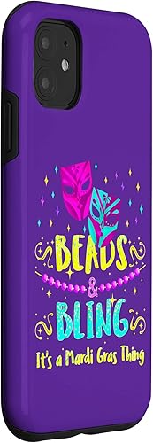 Miniatura 9 de Funda para iPhone 11 Pro Max Mardi Gras para teléfono con cuentas de Nueva Orleans y funda brillante para Mardi Gras