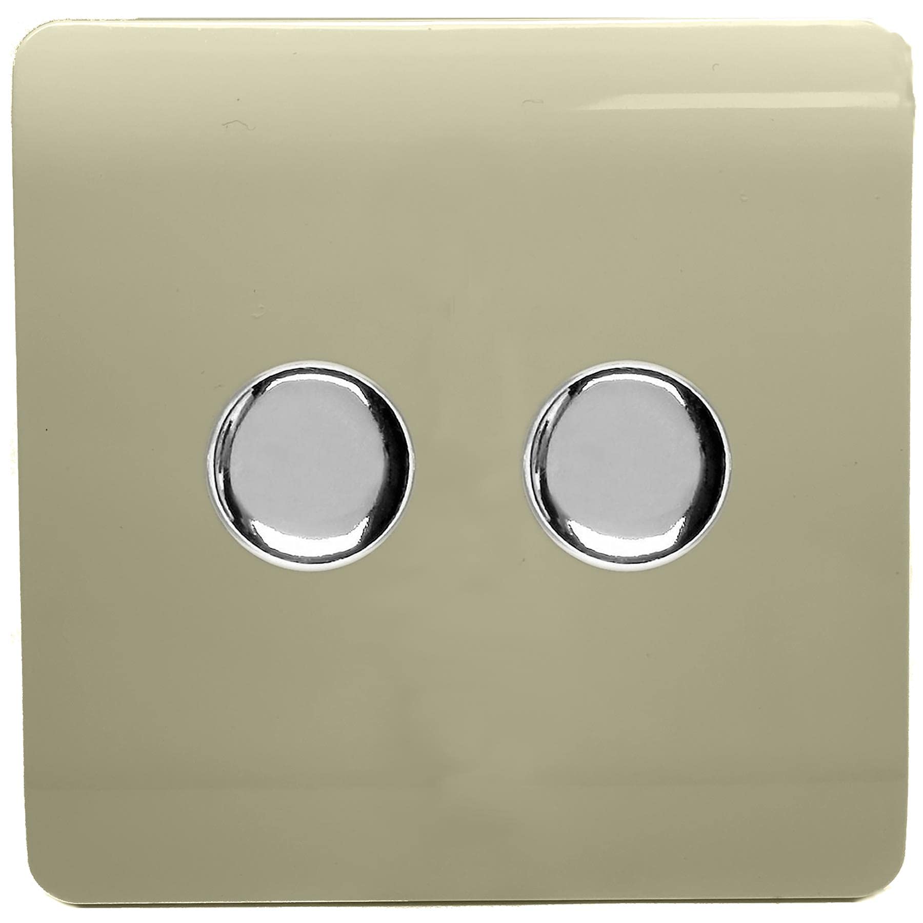 Trendi Switch Champagne Gold 2 Gang 1 Or 2 Way 150W Rotary Led Dimmer Light Switch, Art-2Ldmgo 7091052723477