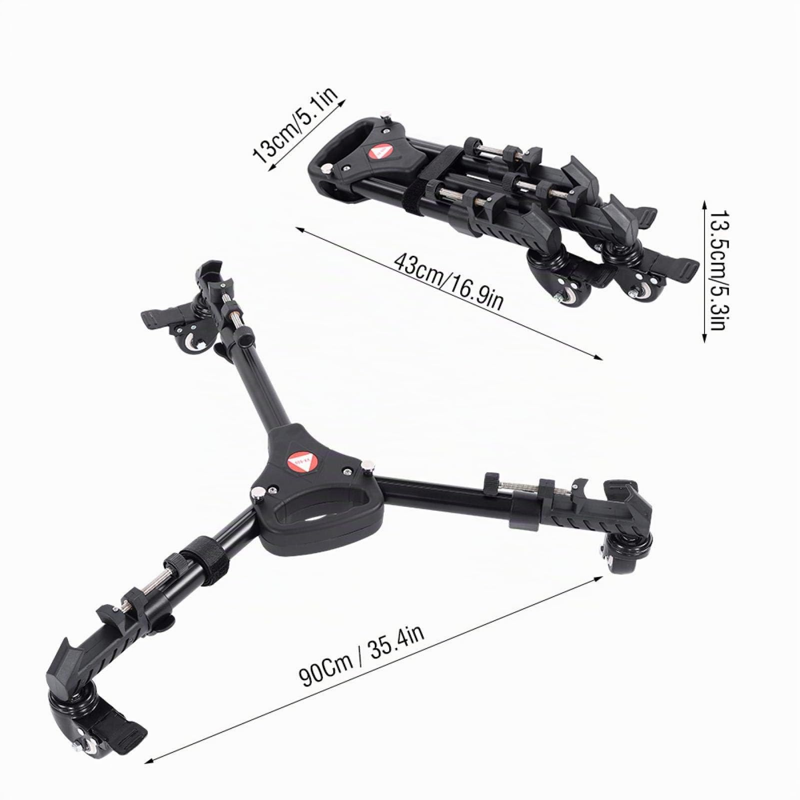 VX-600 Fotografía Trípode Dolly, 3 Trípode Plegable Ruedas Dolly Soportes de Pierna Ajustables Soportes Compatibles para Cámaras, Videocámaras Y Equipos de Iluminación