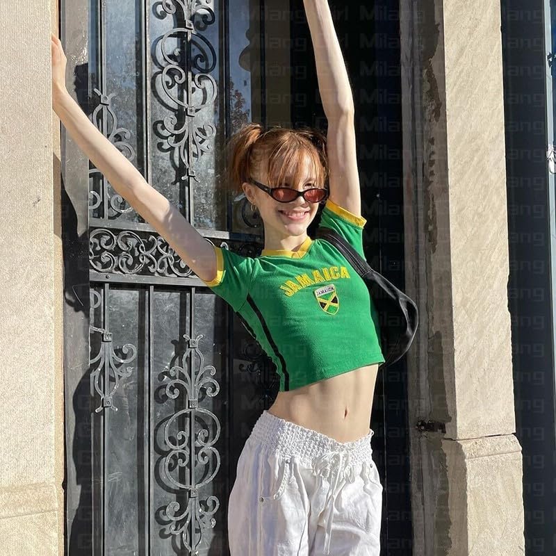 Vintage Graphic Baby Tees for Women Brazil Shirt Y2k Tops Mexico Crop Top Jersey 2000s Summer Going Out Tops - Image 3