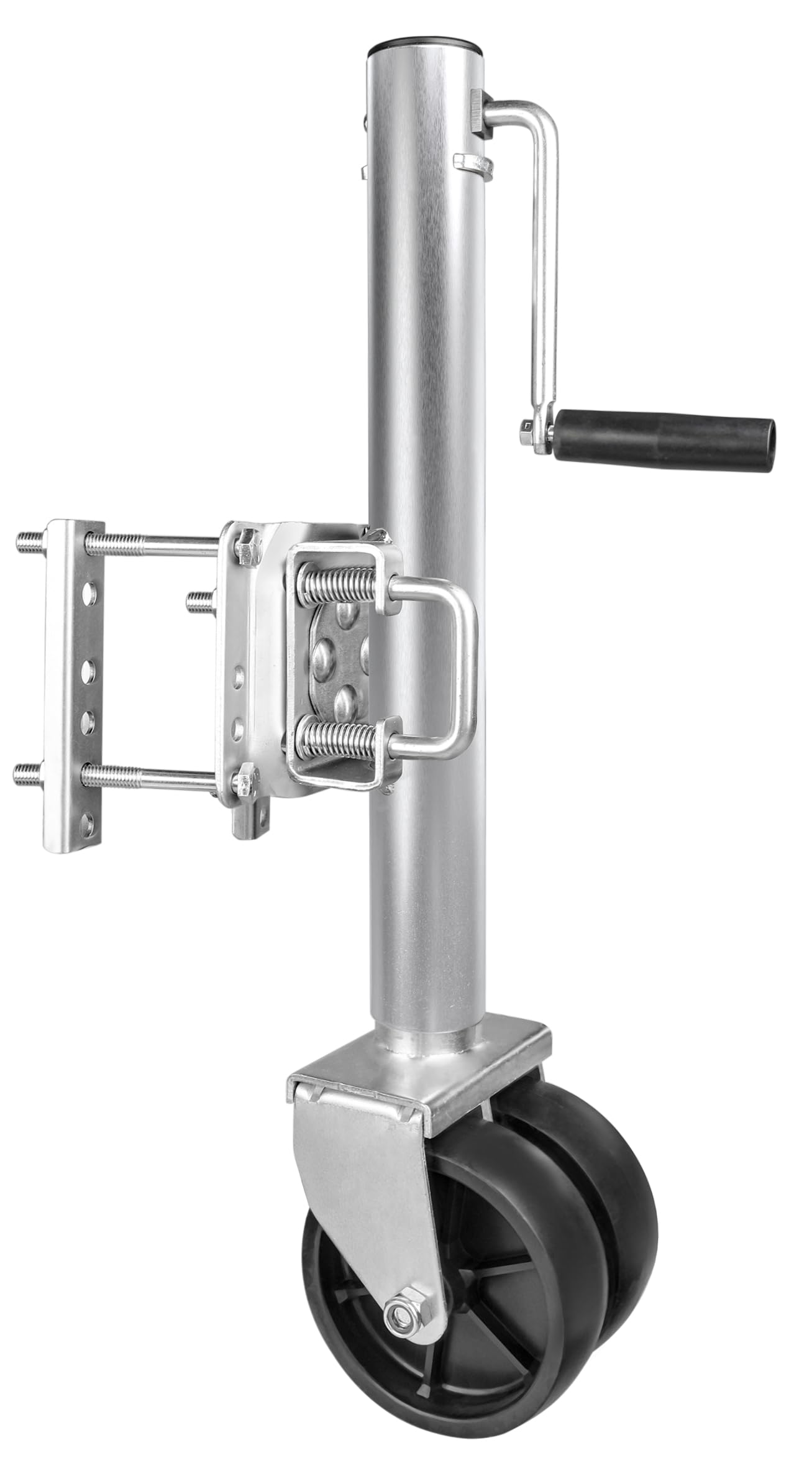 MaxxHaul 70149 Trailer Jack with Dual Wheels - 26-1/2" to 38" Lift Swing Back - 1500 lbs. Capacity,Zinc, Grey