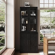 VOWNER Bookcase with Glass Door, 5-Tier Modern Bookshelves with 3 Large Drawer, Glass Display Cabinet with Lager Storage Shelf, Combination Storage Shelves for Home Office, DBlack