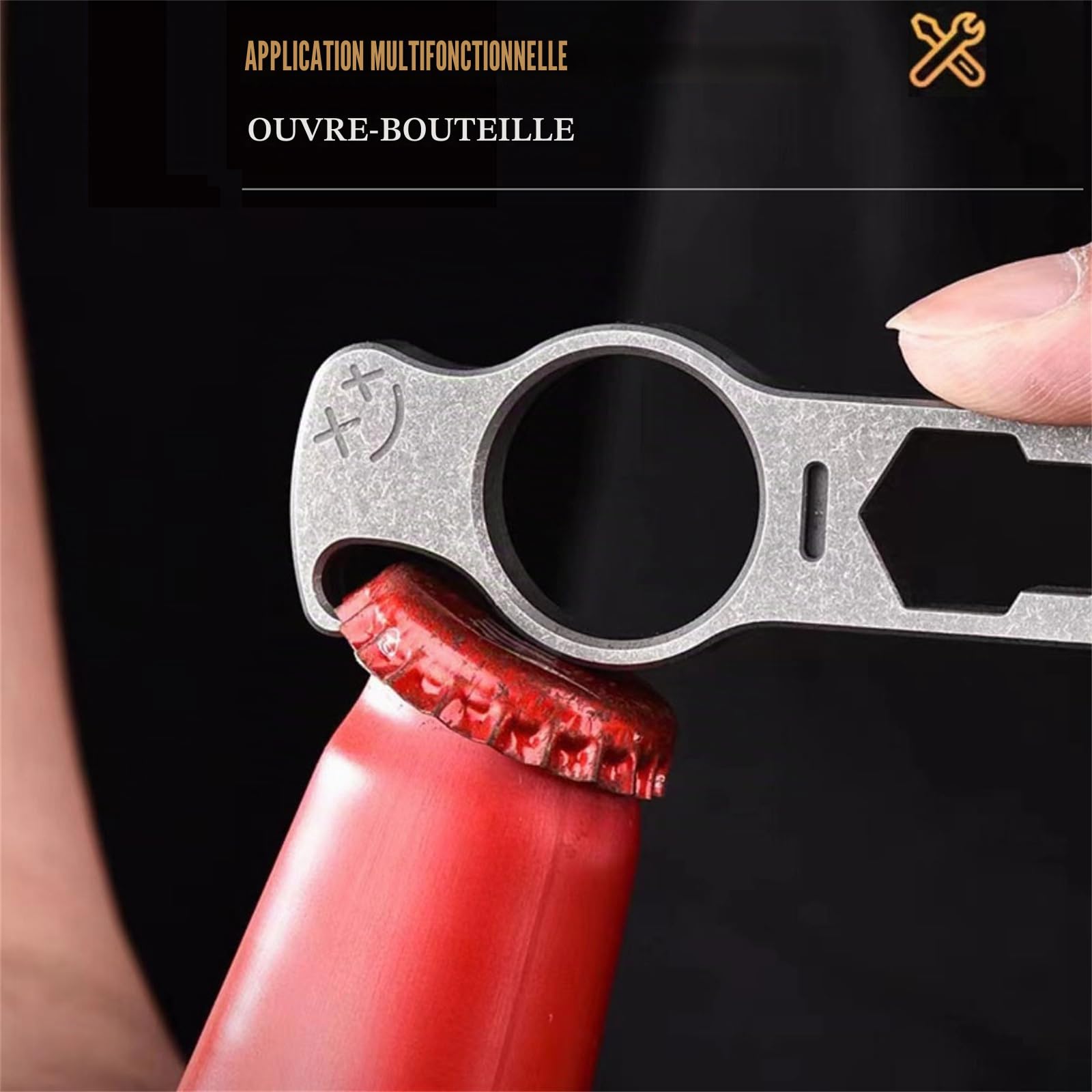 Multifunktions Brechstange, EDC Pry Bar-Multi-fonctions en Titane, Décapsuleur de Poche, Levier Multifonctionnel, Clé à molette, Cadeau Anniversaire