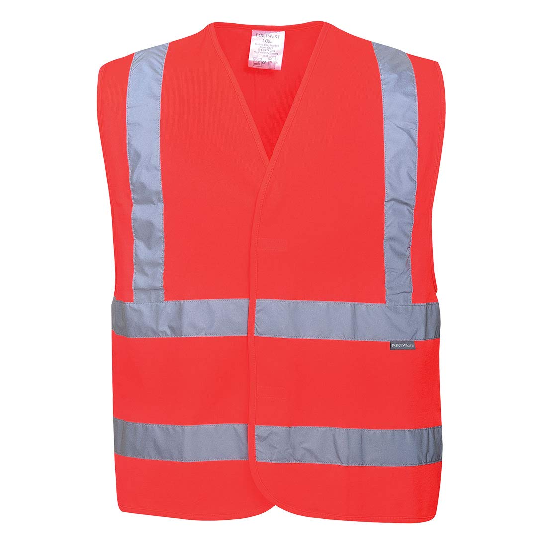 Portwest C470 Reflective Hi Vis Safety Vest Band and Brace Waistcoat Security Traffic Construction Workwear, Red, S/M