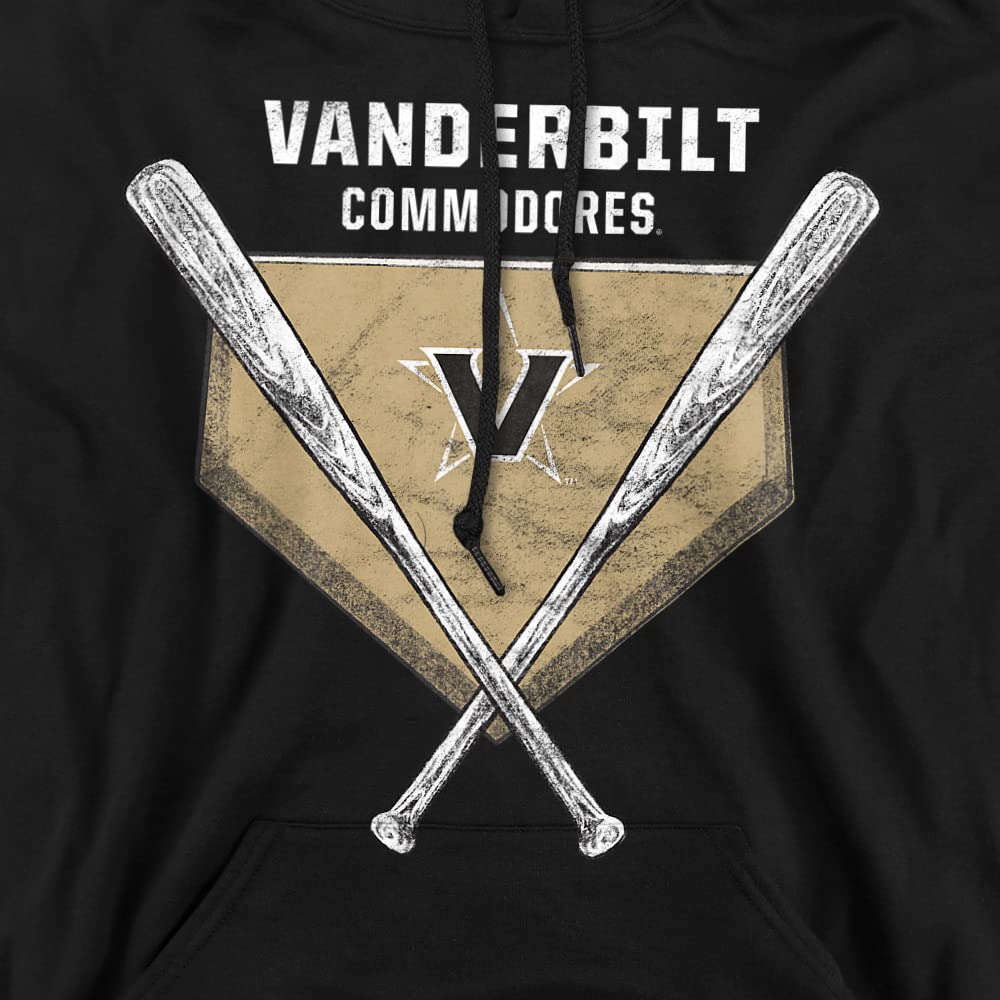 Vanderbilt University Official Baseball Diamond Unisex Adult Pull-Over Hoodie,Baseball Diamond Black, Large