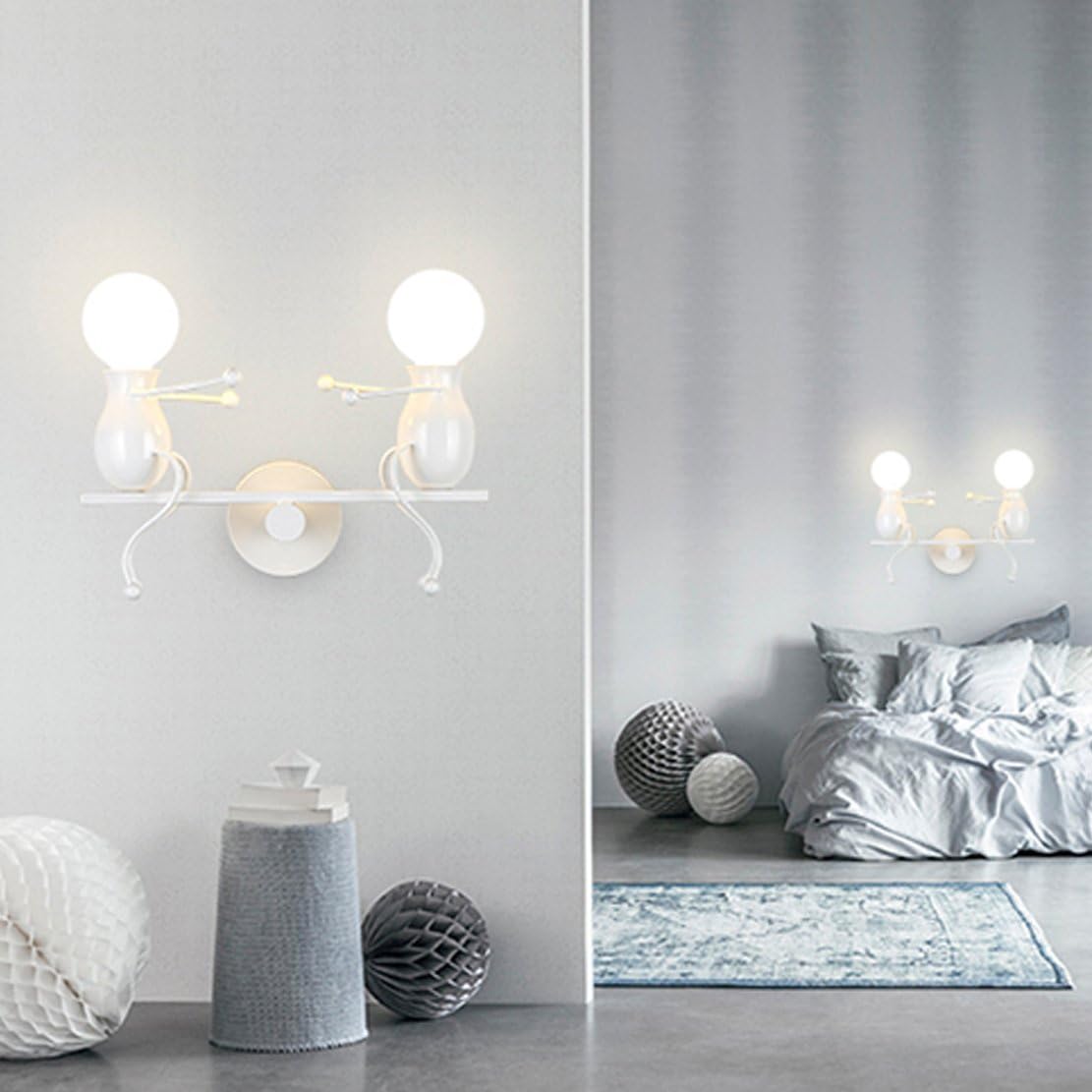 TOP оƒƒERS SOUTHPO LED Wall Light Fixtures Childhood Seesaw Double Little People Wall Lamps Bedroom Modern Creative Decor Doll Bedside Lamp Gift Children Cartoon Mini Wall Sconces Lighting Indoor 2×E26 White