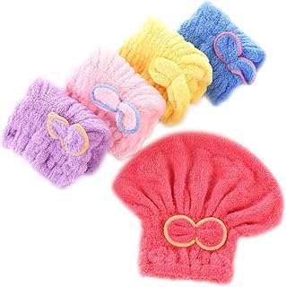 FRCOLOR 5 Pçs/Set Toalha De Microfibra Para Cabelo Toalhas De Microfibra Para Cabelo Toalha De Secagem Rápida Toalha De Microfibra Para Cabelo Toalha De Secagem Rápida Para Cabelo Toalha