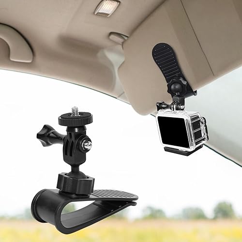 Soporte para visera solar de coche compatible con GoPro Hero 12 11 10 9 8 AKASO EK7000 Insta360 Action Camera DJI Osmo Action 3 Crosstour Campark y