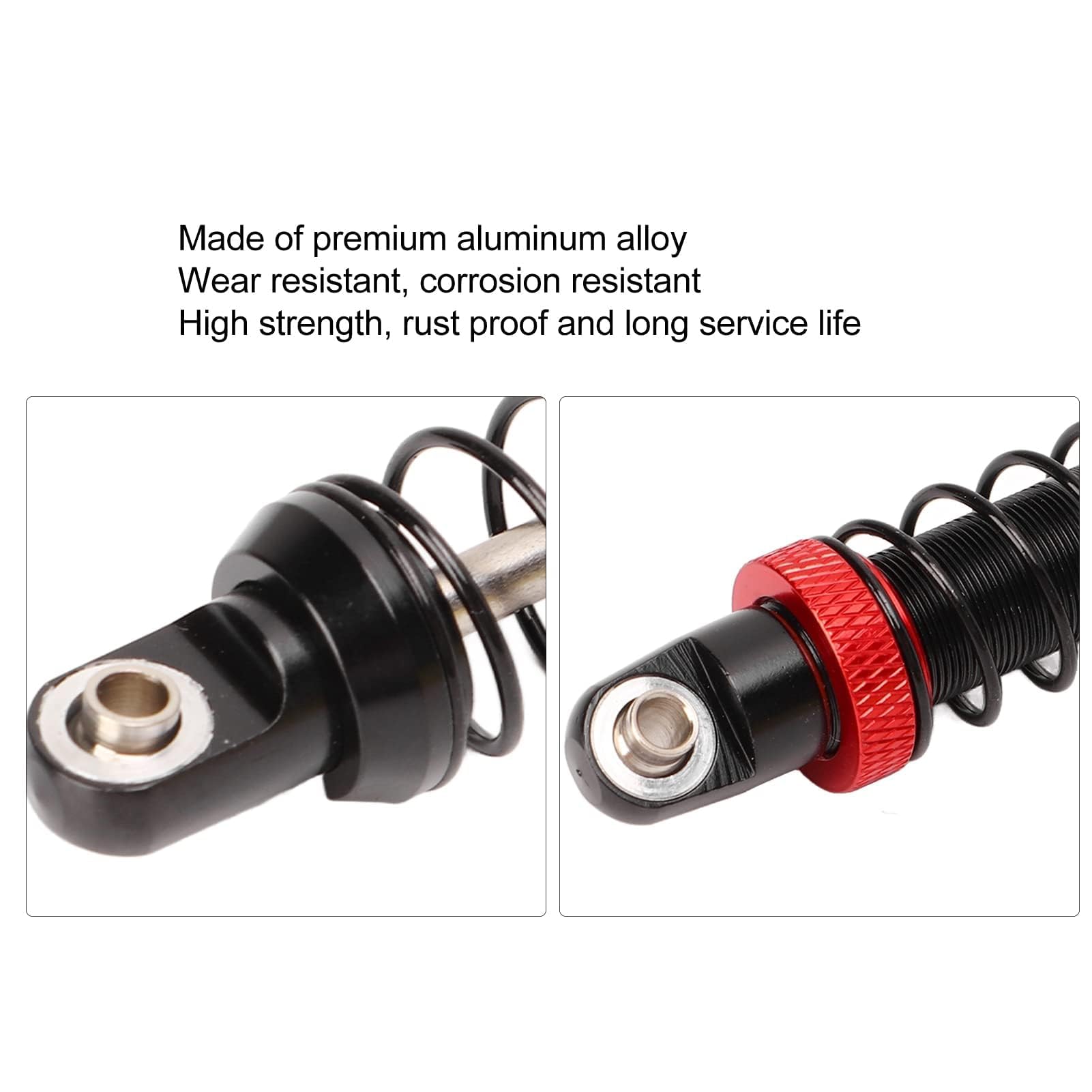 Ammortizzatori RC, 4 Pezzi Accessori ammortizzatori per Auto RC a Doppia Sezione Regolabili in Lega di Alluminio per Auto Cingolata 1/10 RC (80 mm)