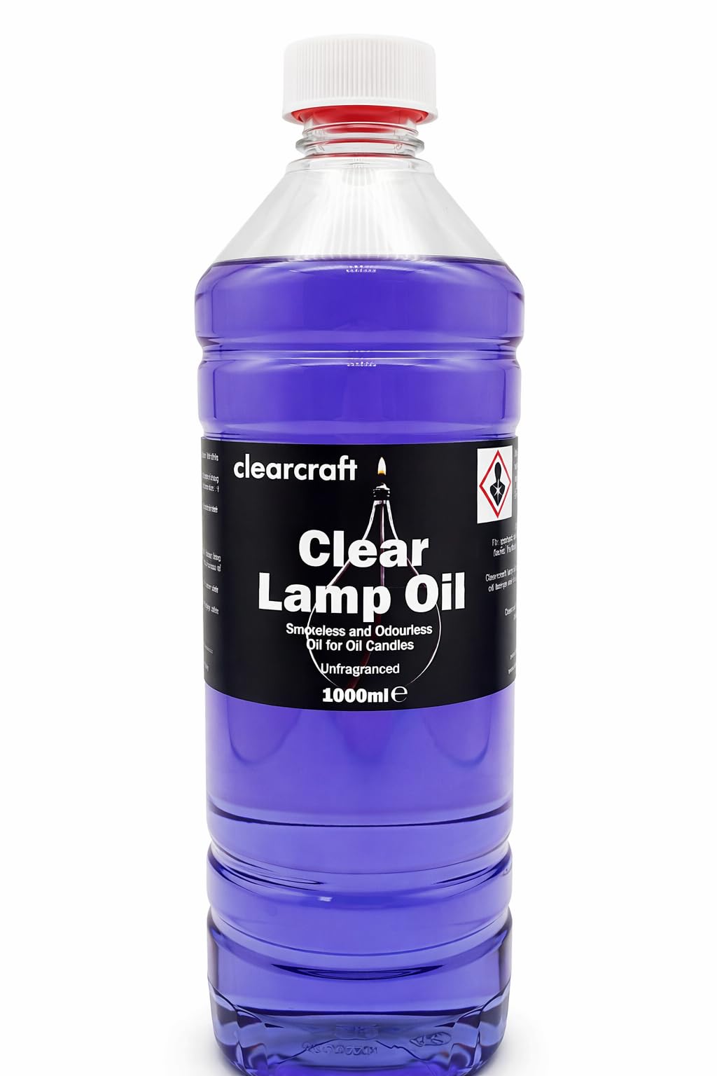 CLEARCRAFT Smokeless, odourless, coloured lamp oil - 1 Litre with easy pour spout - Perfect for use with modern oil candles, traditional oil lamps. Indoor and outdoor use (Lilac)