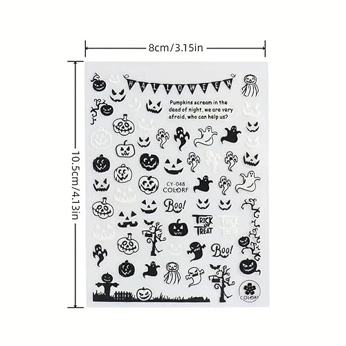 Miniatura 4 de Calcomanías luminosas para arte de uñas de Halloween, 8 piezas que brillan en la oscuridad, calavera, fantasma, araña, calabaza, extraterrestre,