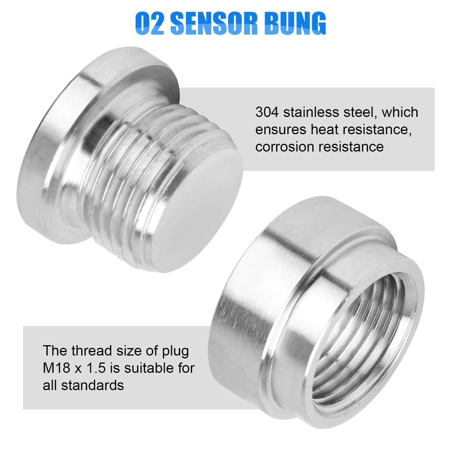 O2 Sensor Bung Hack Bolt In Snapklik.com : O2 Oxygen Sensor Bung And Plug - 2 Bungs/2 Plugs 304 ...