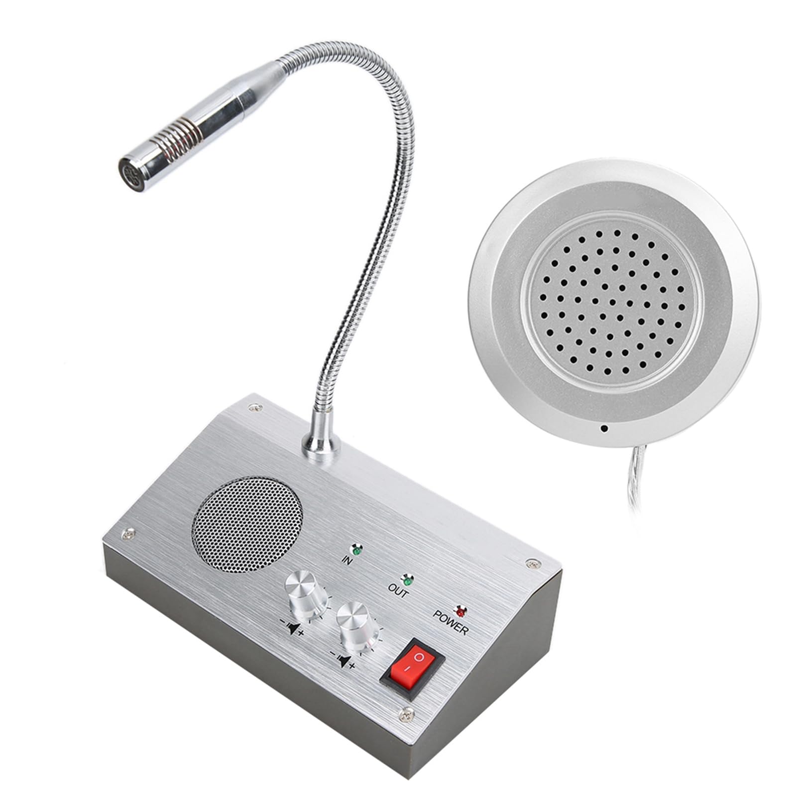 Micrófono de Intercomunicación, Altavoz de Micrófono de Ventana de Vidrio, Estación de Hospital del Banco Ventana Walkie-Talkie con Anti-interferencia y Salida de Grabación de Audio Bidireccional(EU)