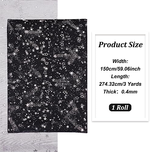 BENECREAT 3Yard/2.74M Black Sequins Star Lace Fabric - Image 2