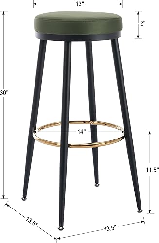 Miniatura 18 de Taburetes de bar de 26 pulgadas de altura de mostrador, juego de 4 taburetes de mostrador de gamuza, sin espalda, modernos con patas Burnt