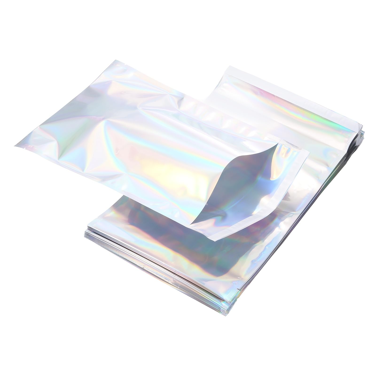PATIKIL Holographic Bags (12" x 7", Silver) (50Pcs) Holographic Metallic Poly Mailers Self Sealing Flat Foil Envelope Mailing Packaging Bags, Suit for - Jewelry/Sample/Shipping/Package