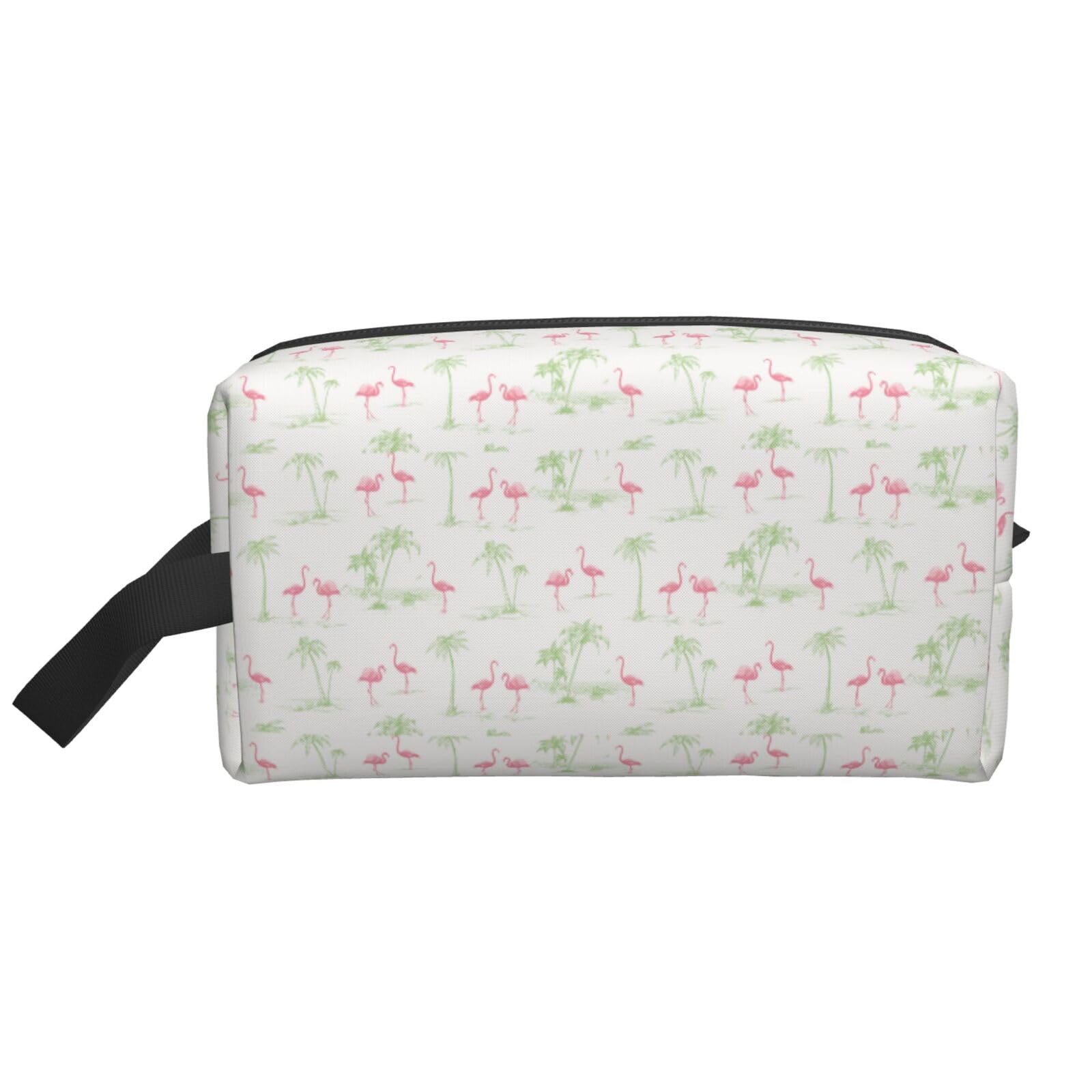 Ercgad Unisex White Red Flamingos Print Large Capacity Travel Toiletry Bag Cosmetic Pouch Daily Storage Makeup Case