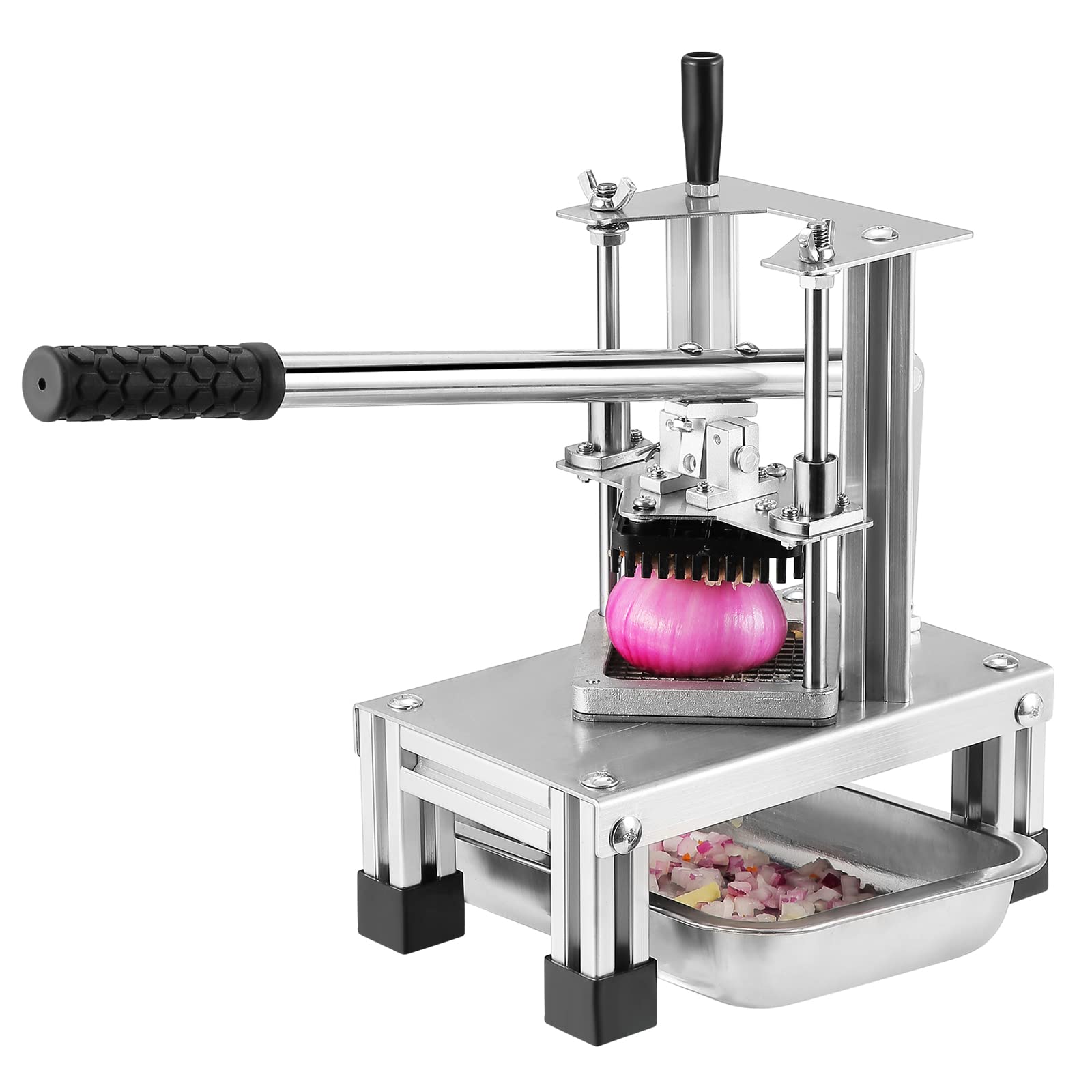 Commerciali Taglierina per Patatine Fritte con 3 Lame di Ricambio, 1/2'', 1/4" e 3/8" Lama Tritatutto Easy Dicer Tagliapatate al Limone per Patatine Fritte Maniglia estesa