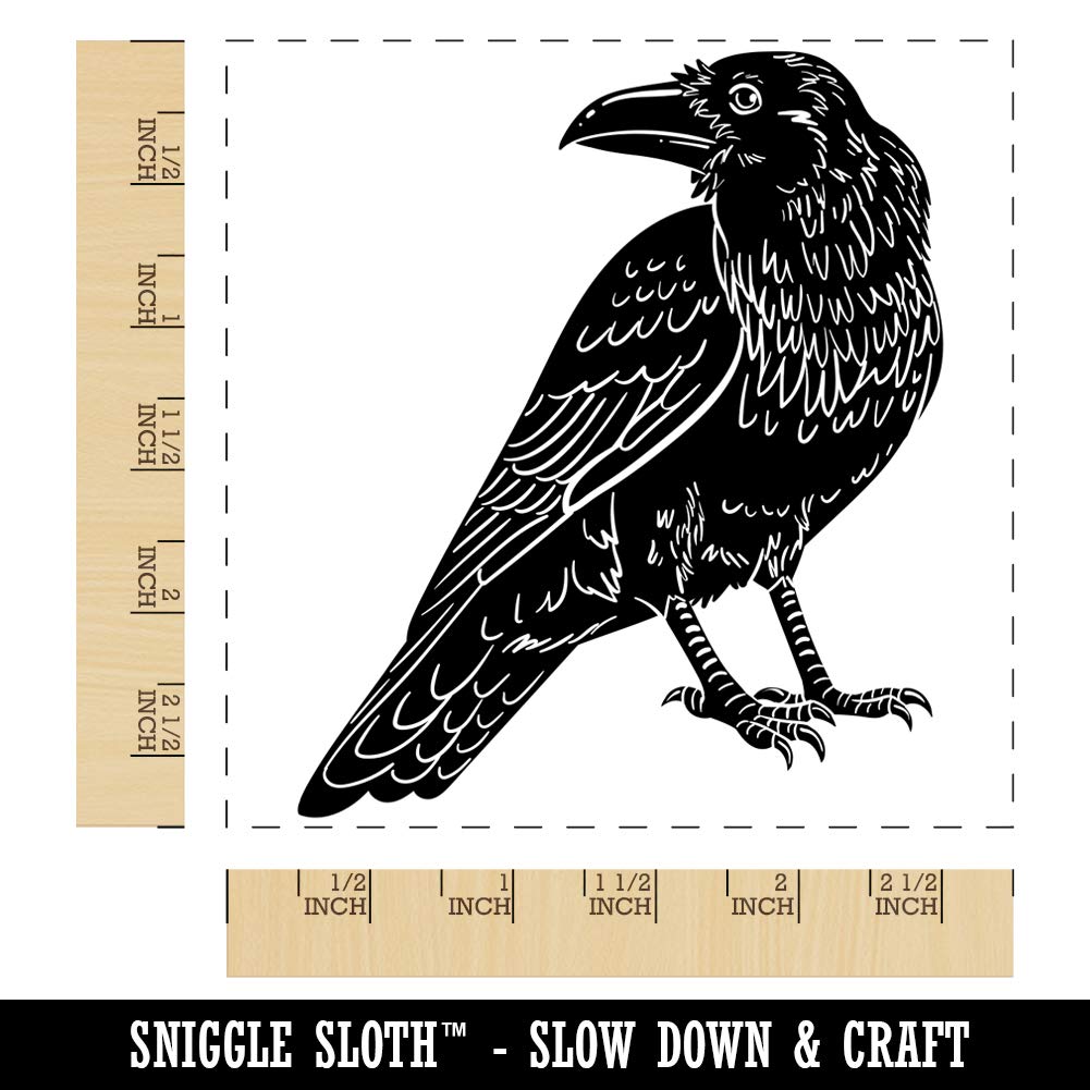 Elegant Black Raven Square Rubber Stamp for Stamping Crafting - 2.75in Large