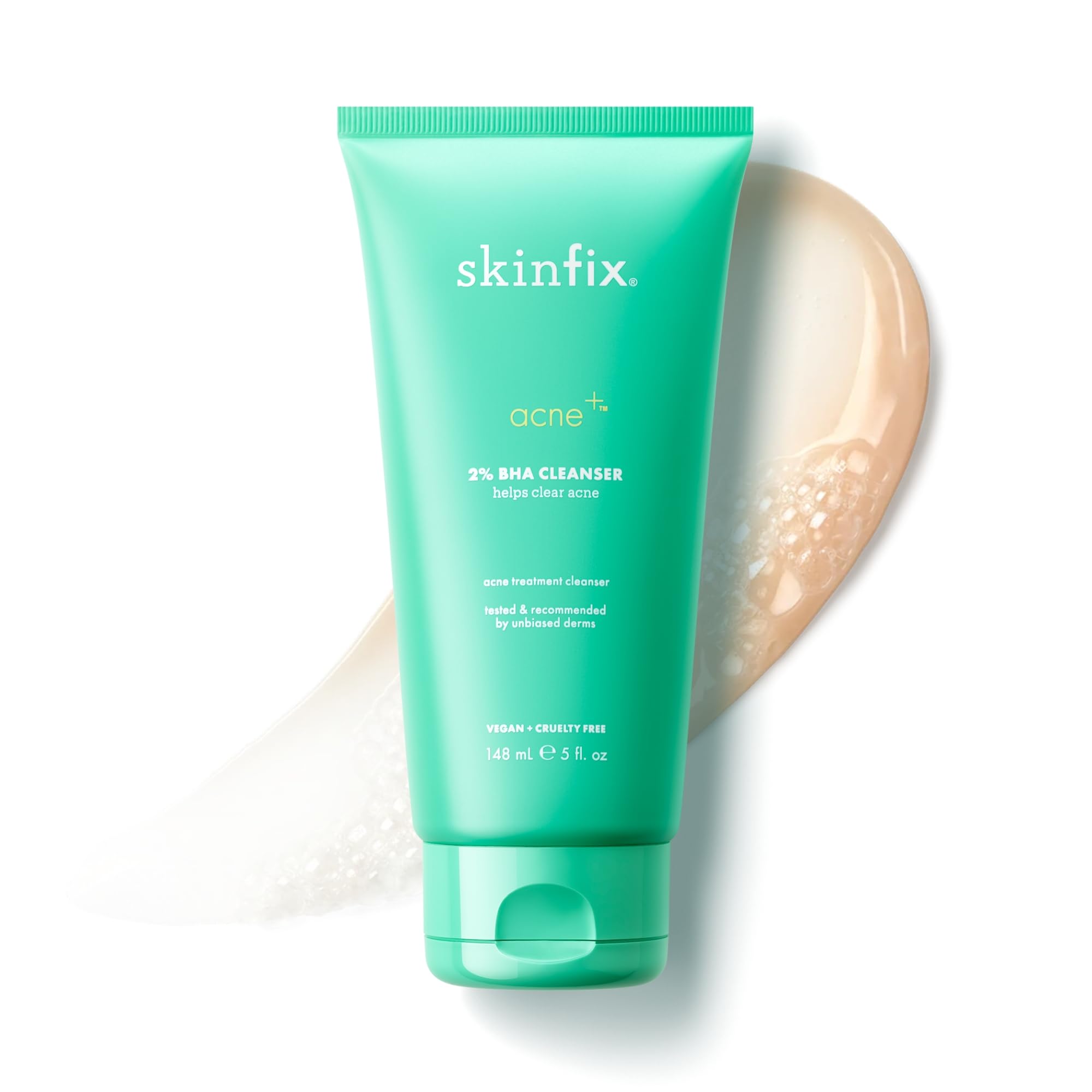 Skinfix 2% BHA Cleanser - 5 oz - Clears Acne Blemishes & Blackheads - Safe for All Types of Acne - Fragrance Free - Vegan, Cruelty Free