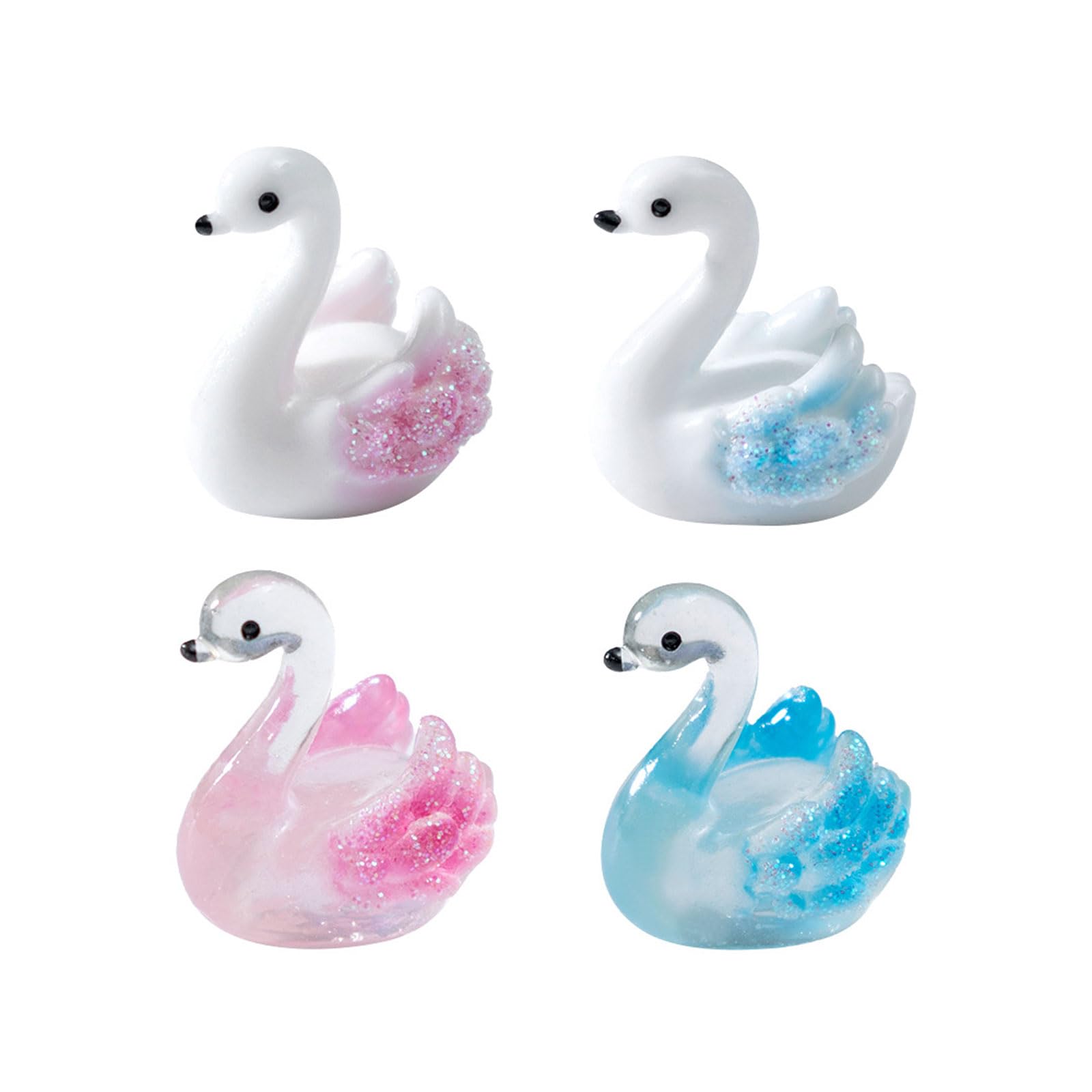 Ekoama Pack Of 4 Clear Ducks Resin Miniature Figurines For Garden Decoration And Tabletop Display Collectibles Ornaments