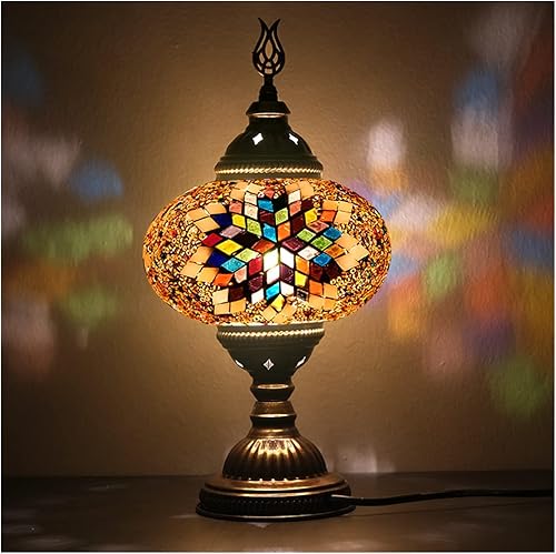 Lámpara de mesa turca, lámpara de escritorio de mosaico, lámpara de globo marroquí, lámpara de pie para iluminación de noche, globo de 7 pulgadas,