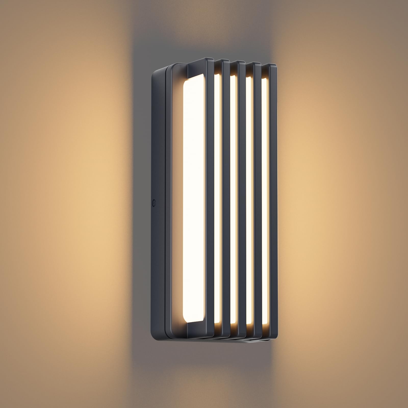 Klighten 30W Lámpara exterior de pared Exterior,IP65 Lámpara de pared 3000 K blanco cálido al agua | Aplique Pared LED de aluminio para balcón, jardín, garaje(Antracita)