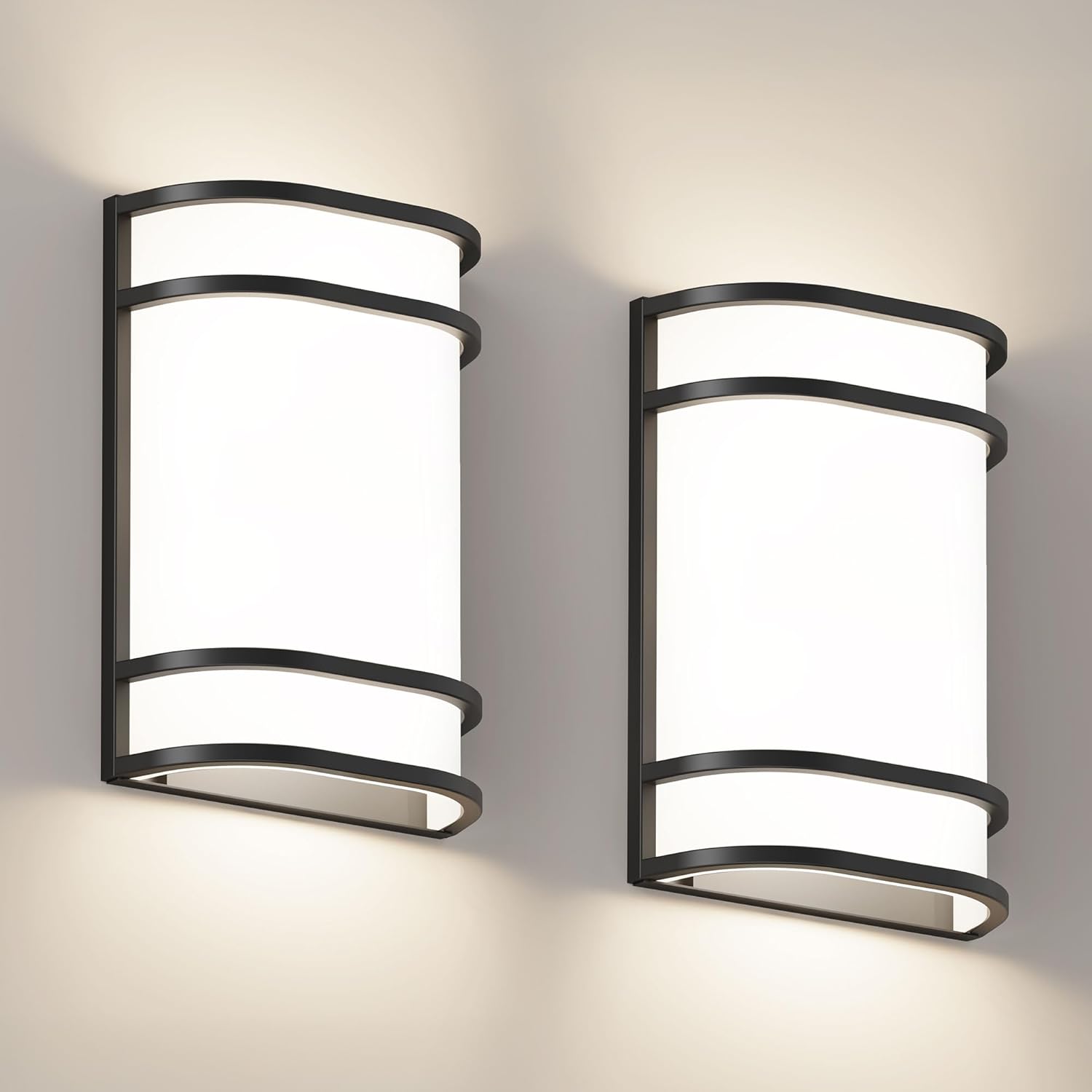 Indoor Wall Mount Light - 2 Pack 3000K/4500K/6000K Adjustable Black Modern Wall Sconce Lighting for Hallway Staircase, Corridor, Bedroom, Living Room, Kitchen(Black, 2 Pack)