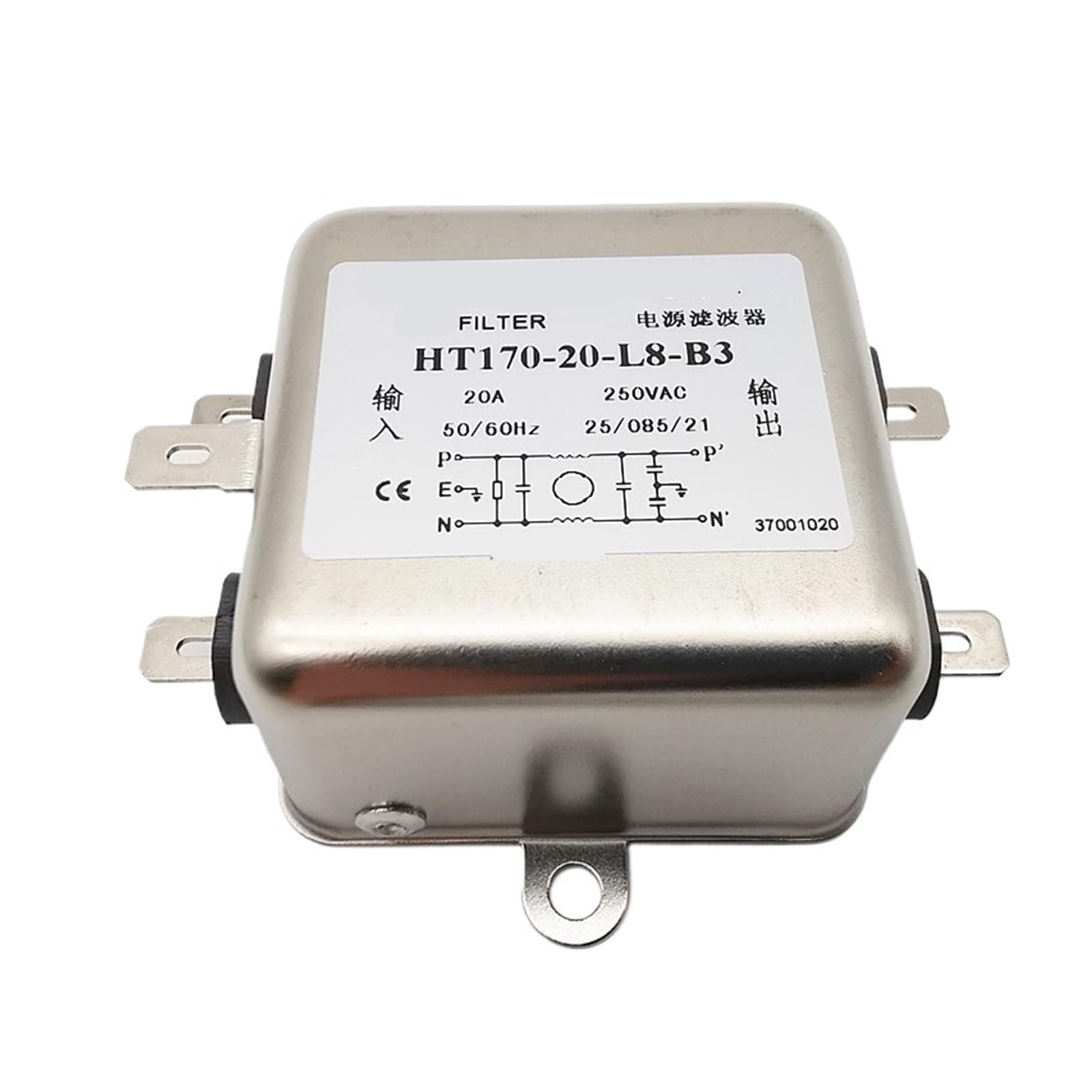 Filtro antiinterferencias HT170-20-L8-B3 de 220 V y 20 A para atenuación ultrasónica