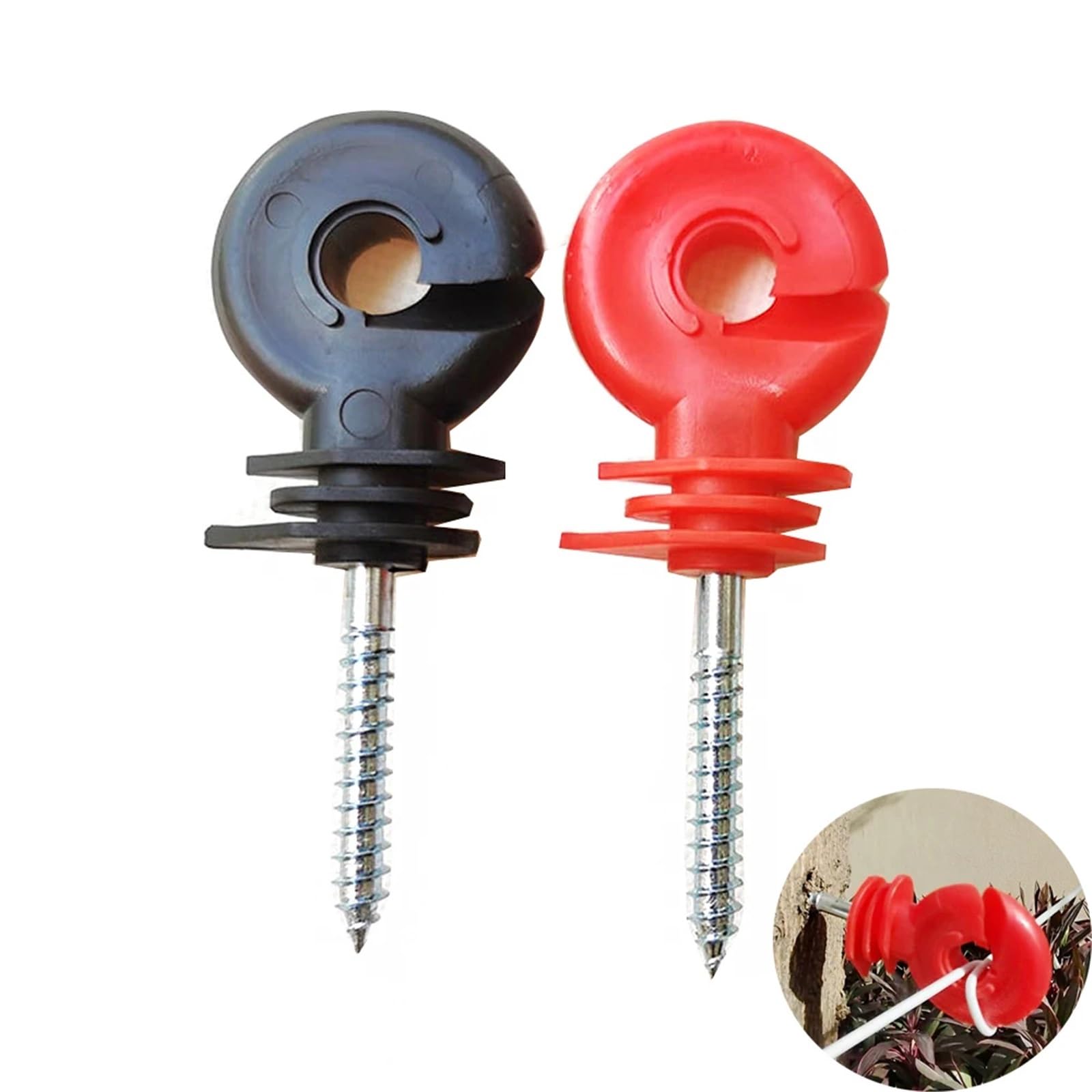 100 piezas de aisladores for cercas eléctricas, atornillables, for postes madera, for pastos, jardín, accesorios y herramientas Para Postes(100 red insulators)