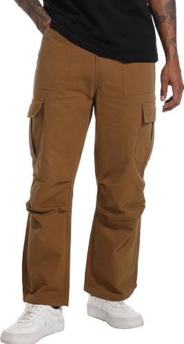 CLANMILUMS Men's Relaxed Fit Cargo Pants Causal Streetwear Trouser with Pocket (