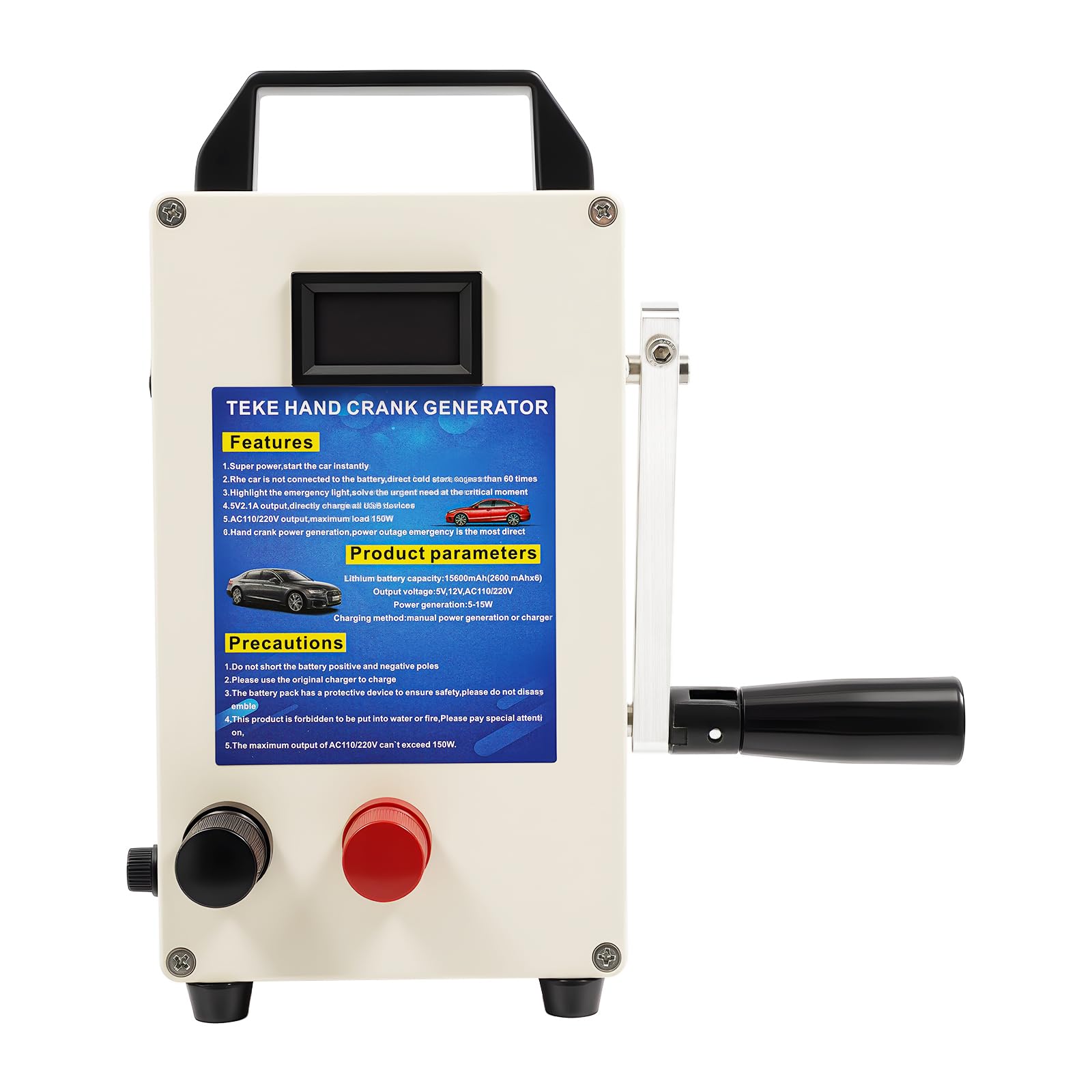 LIWBYYG Hand Crank Generator 110V Portable Hand Crank Generator 5-15W Power Station Manual Power Supply Emergency Charger with