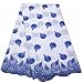 Mangocore Embroidery Lace Fabric African Swiss Voile Lace 100% Cotton Lace Fabric (blue)