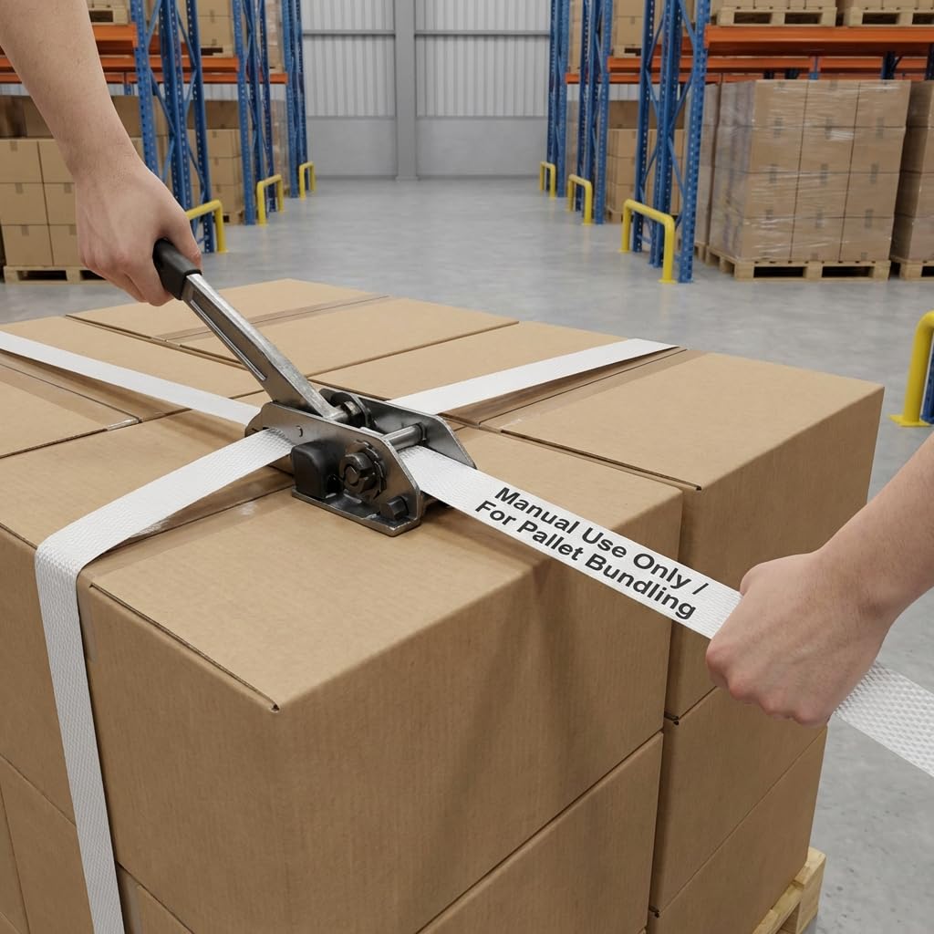 QWORK 1/2" x 1500' Woven Cord Strapping Roll, Heavy Duty Polyethylene Braided Rope Strap Roll, 1300 lb Strong Break Strength 6" x 3" Core, Strength and Flexibility Poly Cord Strapping, White