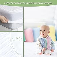Vista 6 de Protector de colchón impermeable tamaño individual, amigable para la piel y transpirable, funda de colchón individual para niños, almohadilla