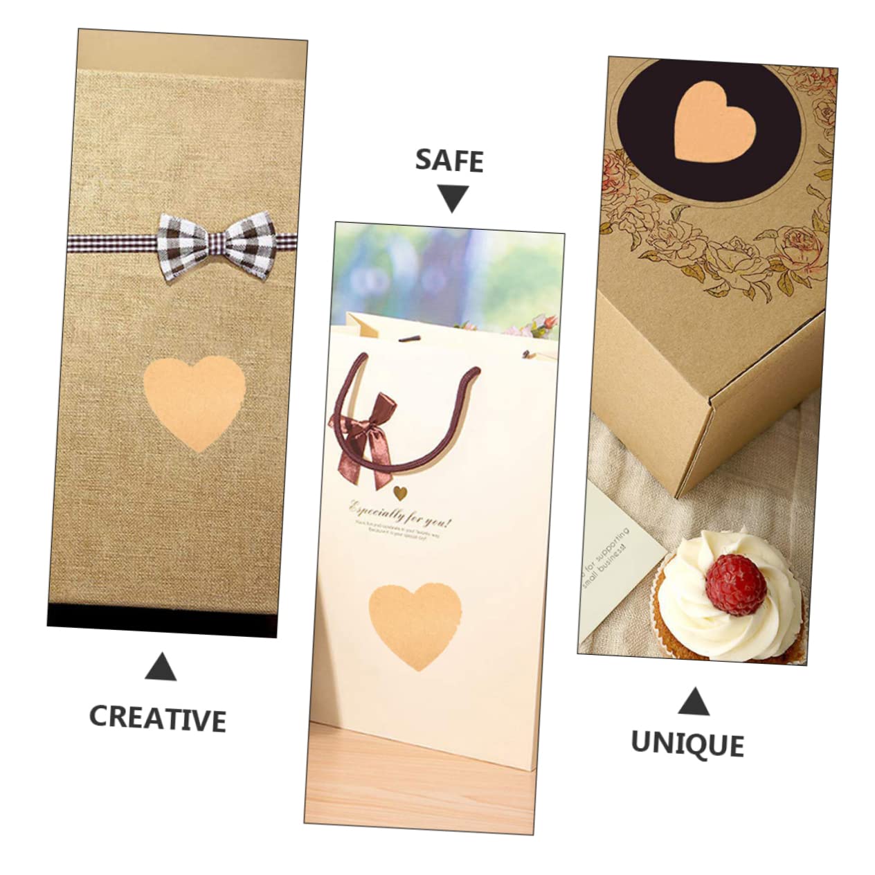 HOMSFOU 2 Set Adesivi Carta Kraft Set Etichette Naturali Per Decorazioni E Confezioni Per Scrapbooking E Regali Design E Personalizzabile 5 * 2