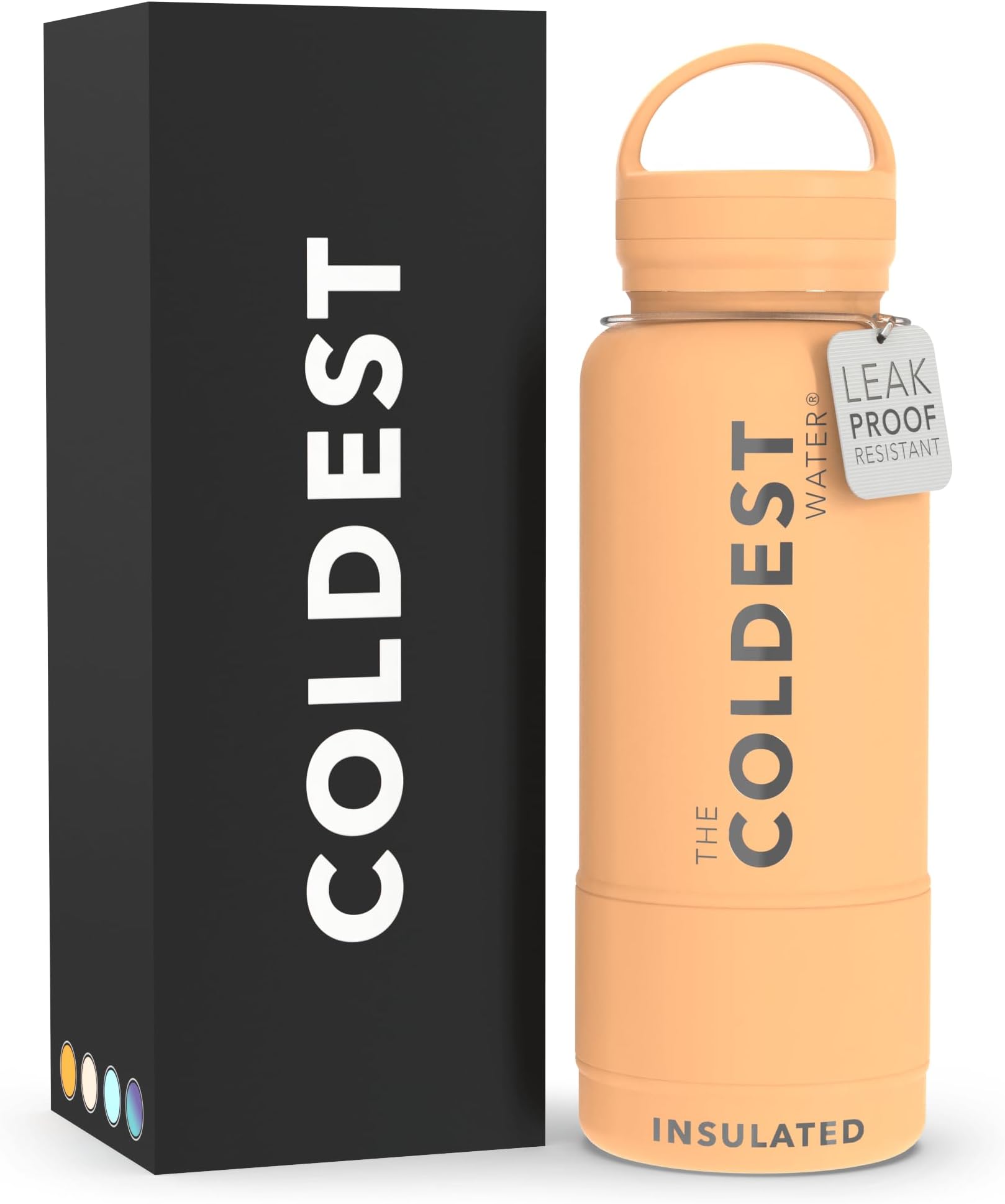 Coldest Sports Water Bottle - 32 oz, (Loop Lid) Leak Proof, Vacuum Insulated Stainless Steel, Double Walled, Thermo Mug, Metal Canteen