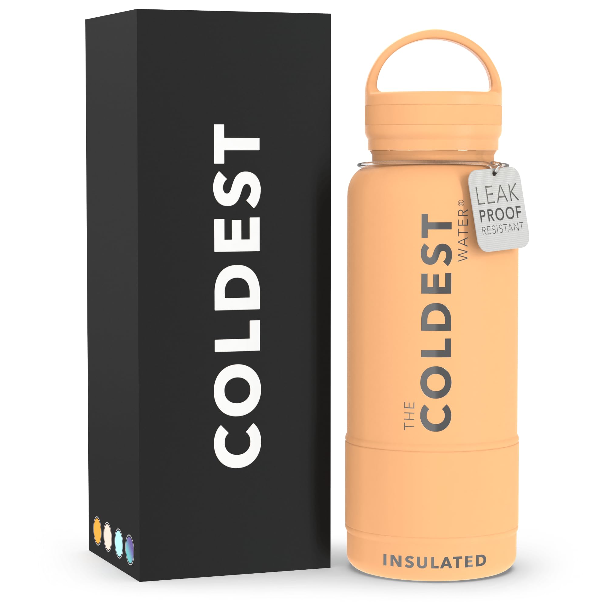 Coldest Insulated Water Bottle with Handle Lid | Leak Proof, Insulated Modern Stainless Steel, Triple Walled, Sport Thermos Bottles, Metal Flask | 32oz