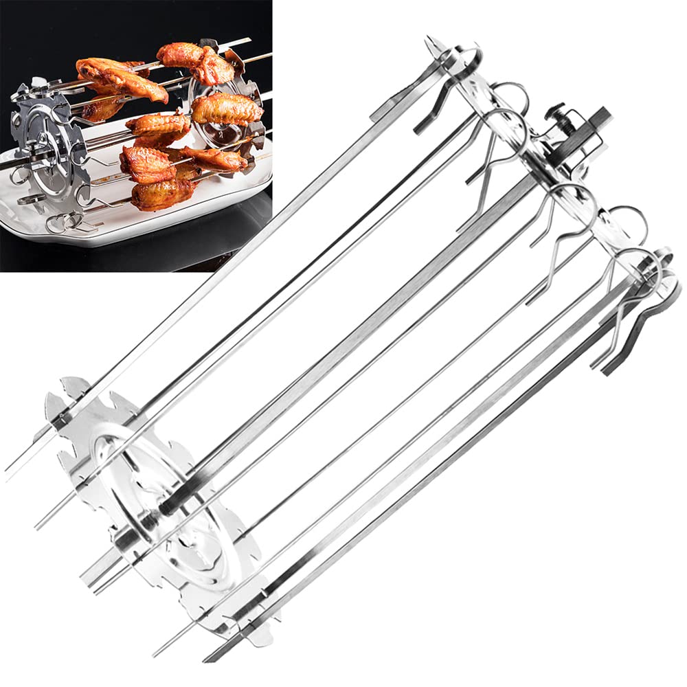 Gabbia per barbecue, in acciaio inox, spiedini per spiedini per spiedini, forni e kebab, 10 bastoncini rotanti, accessori da forno per cucinare